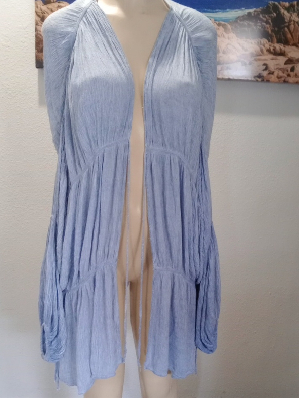 Free People pale blue sheer gauze cardigan